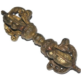 Vajra sau dorhe - Sceptrul puterii bronz 11 cm.