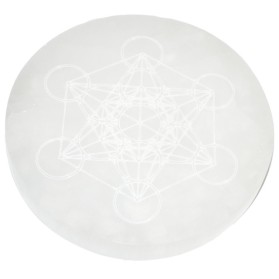 Selenit gravat Cubul lui Metatron 14,5 cm.