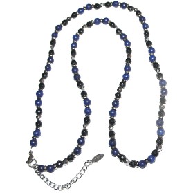 Colier lapiszlazuli 4 mm cu accesorii de otel Colier lapiszlazuli 4 mm cu accesorii de otel