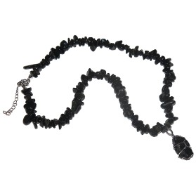 Colier obsidian spartura cu pandant brut Colier obsidian spartura cu pandant brut
