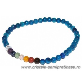 Bratara agat albastru pe chakre - 4 mm. Bratara agat albastru pe chakre - 4 mm.