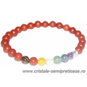 Bratara jasp rosu pe chakre 6 mm Bratara jasp rosu pe chakre 6 mm