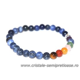 Bratara sodalit cristale chakre 6 mm Bratara sodalit cristale chakre 6 mm